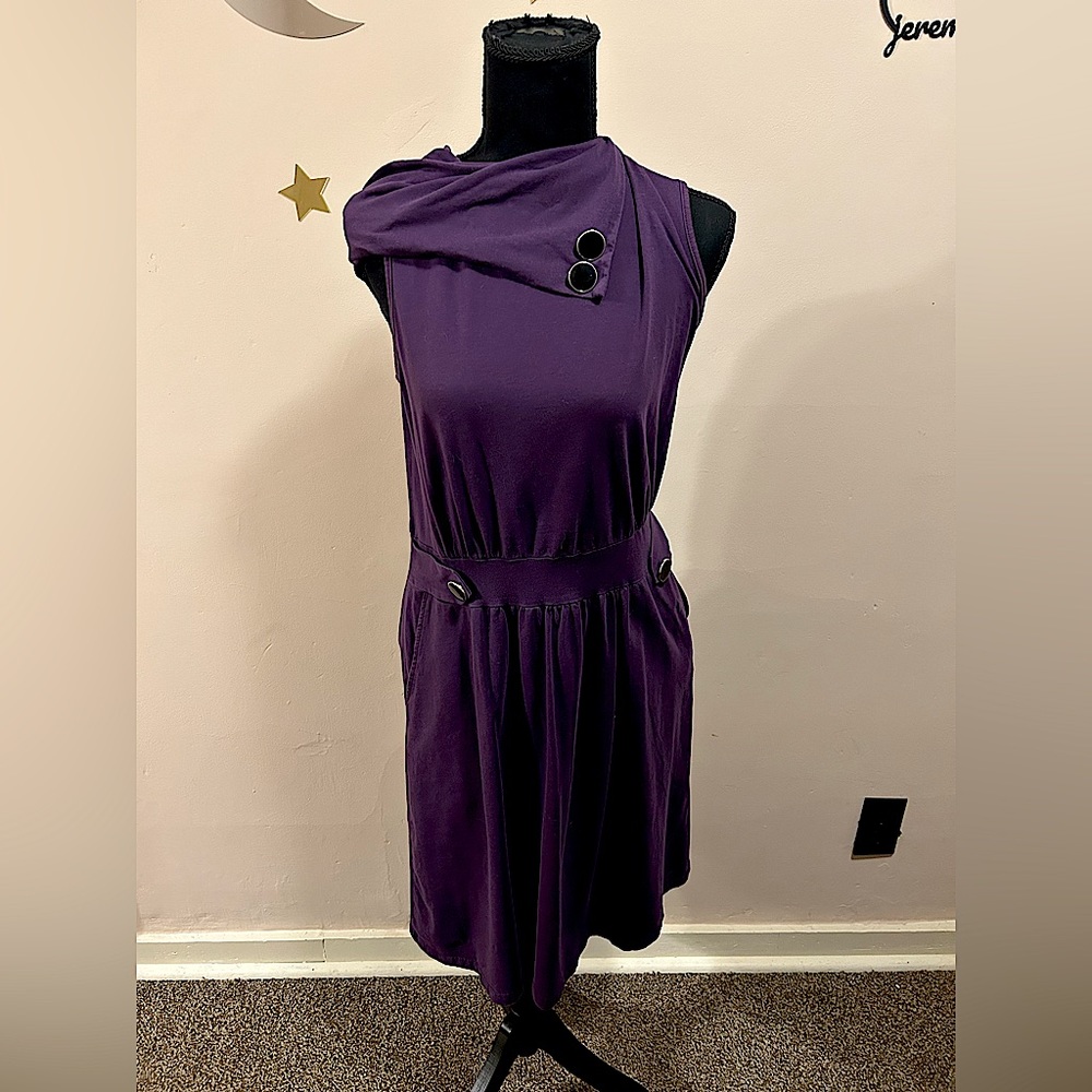 Purple Sleeveless Summer Dress with Pockets size Large